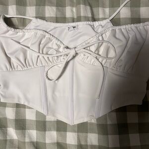 Garage White Satin Top